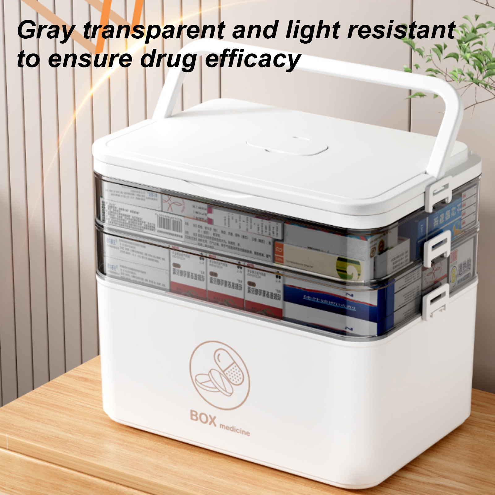 sunsanly 3-Tier Portable Pill Storage Box with Handle Large Capacity Multiple Compartments Multipurpose Medicine Box with Sealing Buckle