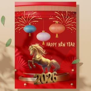 Kiloa Happy New Year 2026 Print, Modern NYE Wall Art, 8x12 UNFRAMED