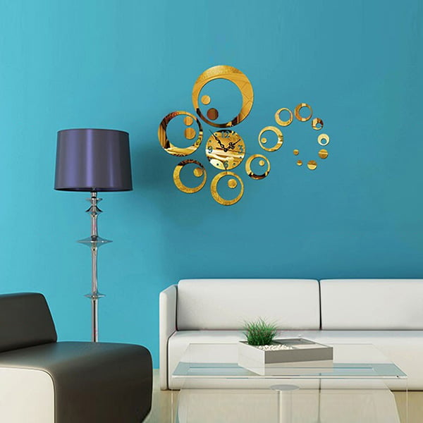 Details about   3D Mirror Quartz For Home Living Room Creative Wall Clock Decoration Diy Sticker 
