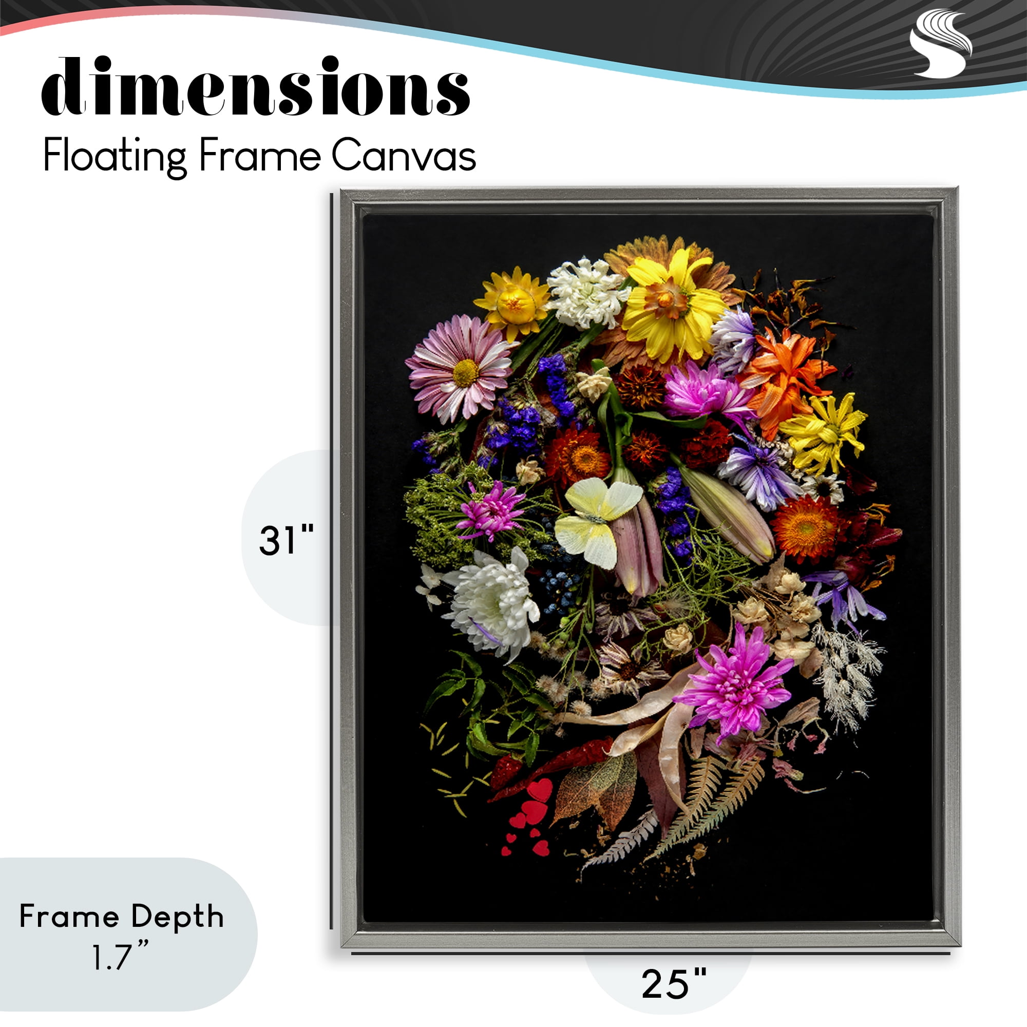 Stupell Industries November Flower Arrangement Gray Framed Floater Canvas Wall Art, design by Carl Kravats