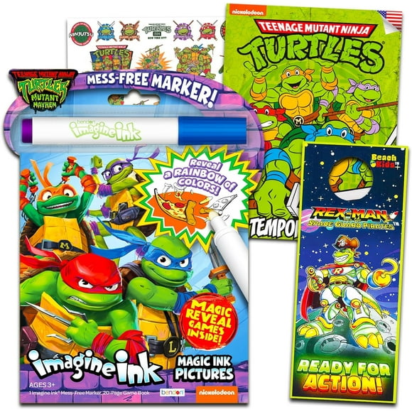SURJDE TMNT Imagine Ink Activity and Coloring Book Bundle for Kids with 25 Ninja Turtle Tattoos and Party Favors