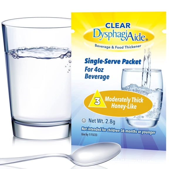Clear DysphagiAide Thickener, IDDSI Level 3 Moderately Thick, Single-Serve Packets, 36 Count
