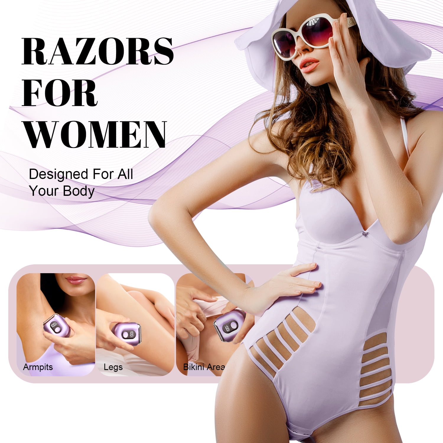 Nogroa Electric Razor for Women: Mini Electric Foil Shaver with IPX7 Waterproof Led Display - Rechargeable Bikini Trimmer - Cordless Portable Body Hair Trimmer for Underarm Leg Arm Face, Purple