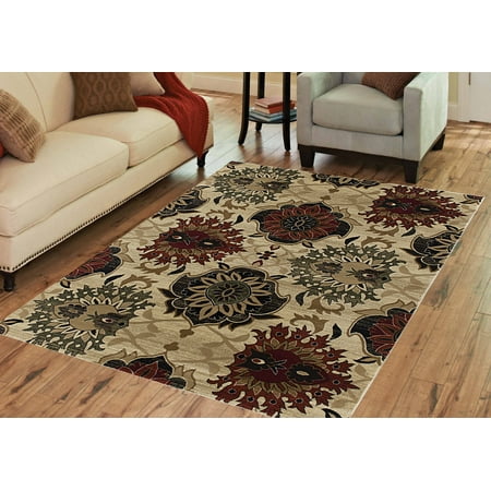 Soft Rugs For Living Room Madrid Collection Area Rug by Benissimo Cozy, Soft, Durable and Easy Cleaning 5' X 7'Light Flower Machine Rug for Living Room, Kitchen, Office ()