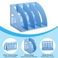 thumbnail image 3 of Soporte de Archivo de Revistas Uxcell, Estante de Almacenamiento Vertical de Plástico de 4 Compartimentos para Escritorio, Azul Cielo, 3 of 5