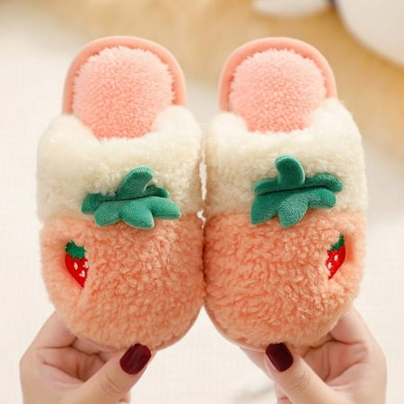 

shuwee Boys Girls Fuzzy House Slippers Cute Comfy Faux Fur Slip On Fluffy Plush Open Toe Home Slides for Kids Indoor Outdoor Warm Shoes