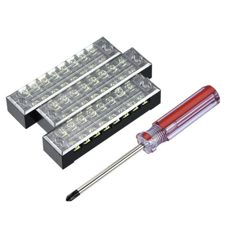 

Uxcell Terminal Strip Barrier Block 8 Positions Dual Rows 600V 15A Iron Screw with Cover Screwdriver 1 Set