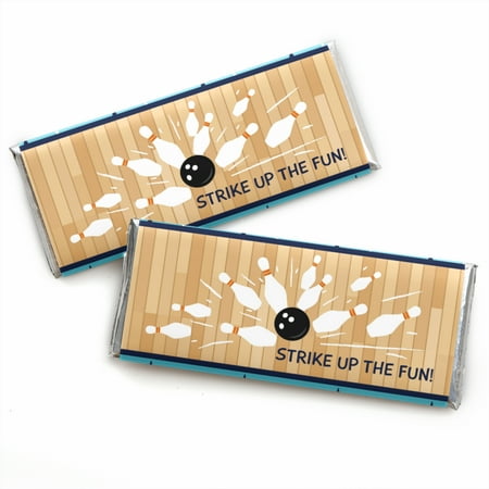 Strike Up the Fun - Bowling - Candy Bar Wrapper Birthday Party or Baby Shower Favors - Set of 24
