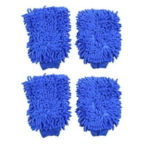 4X Premium Microfiber Chenille Super Absorbent Wash and Wax Glove, Car Wash Mitts (Blue)