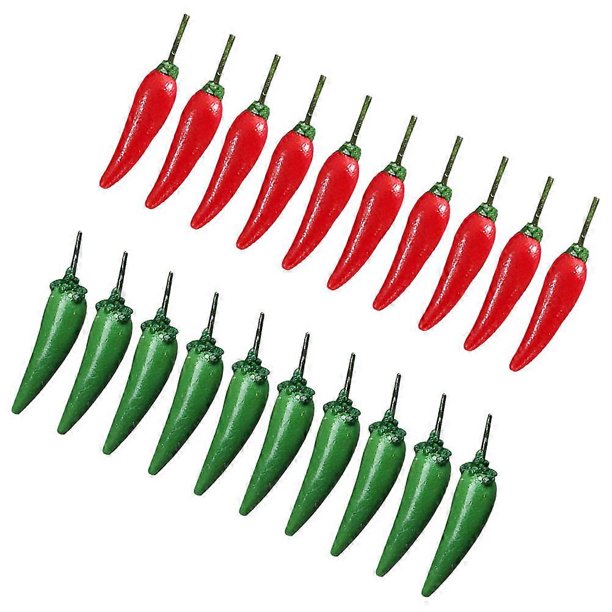 Simulation Chili Model Artificial Resin Chili Peppers for Decor 20Pcs