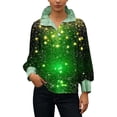 thumbnail image 2 of TaTaai Womens St Patricks Day Print Long Sleeve Button Down Shirt Color Block Striped Collar Casual Blouse Loose Fit Holiday Top Gift, 2 of 6