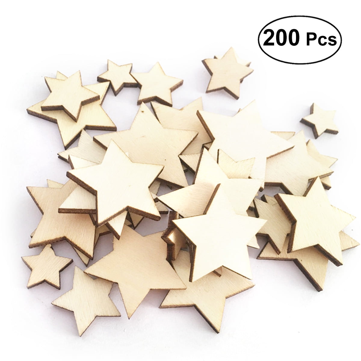 OUNONA Stars Wood Wooden Stars Star Craft Crafts Primitive White