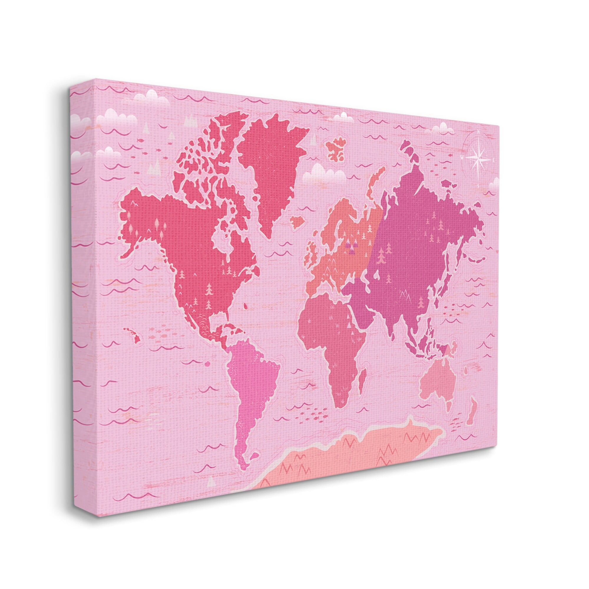 Stupell Industries Pink Tones World Map Atlas Countries Education Graphic Art Gallery Wrapped Canvas Print Wall Art, Design by Arrolynn Weiderhold