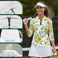 thumbnail image 6 of Uorisanigo Classic Sunflower Women's Dry-Fit Golf Polo Shirts Size M Versatile 3/4 Roll Sleeve Athletic Polo Workout Tops with Zipper Fashionable Workout Sports Daily Wear Pullover, 6 of 7