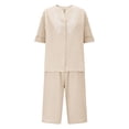 thumbnail image 7 of Womens Sets 2 Piece Outfits Casual Short Sleeve Button Down Shirt and Shorts Loungewear Summer Clothes, 7 of 7