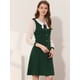 thumbnail image 3 of Vestido corto de manga larga con cuello en contraste para mujer Verde oscuro M, 3 of 5