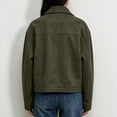 thumbnail image 5 of Xinoom Women's Faux Suede Zip Up Work Jacket, Point Collar Long Sleeve Boxy Cropped Utility Coat with Side Pockets, Casual Fall Outerwear Army Green,L, 5 of 8