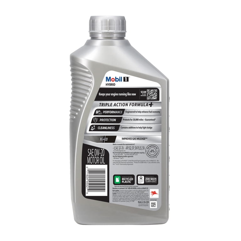 3 pack) Mobil 1 Hybrid 0W-20 Advanced Full Synthetic Motor Oil, 1