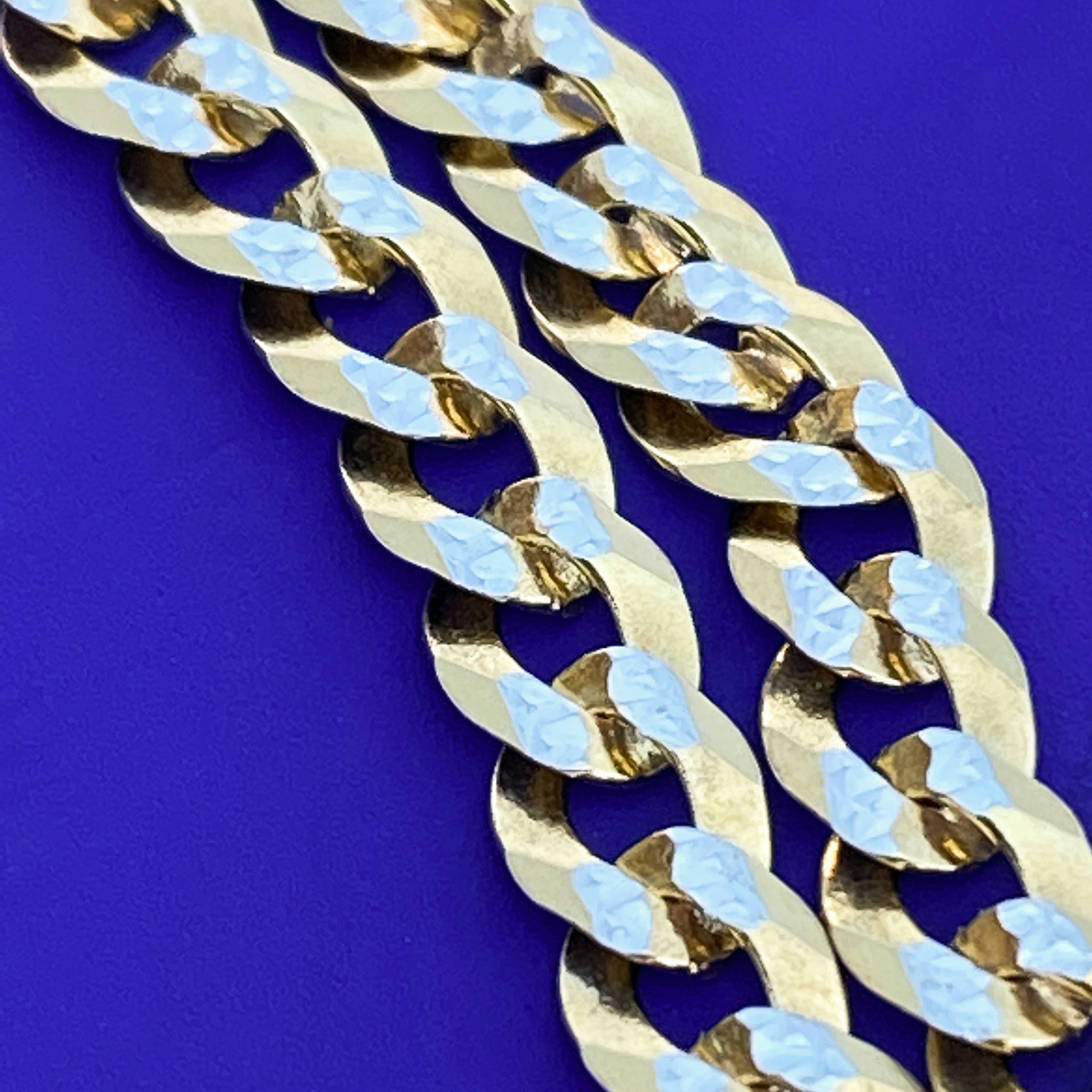 14K Gold Plated Over 925 Sterling Silver Two-Tone Diamond Cut Cuban Curb Chain 5MM Thick 18" Inch Choker Italy Necklace - image 4 of 13