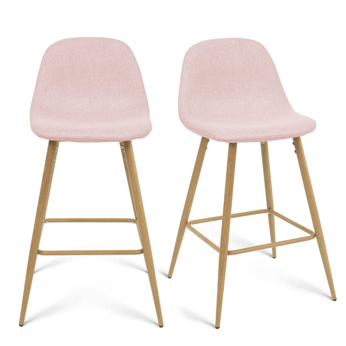 Kepooman 36" Modern Design Bar Stools Set of 2, Ergonomic Linen Armless Counter Height Barstool for Bar Counter, Home and Kitchen Island, Pink Kepooman 36" Modern Design Bar Stools Set of 2, Ergonomic Linen Armless Counter Height Barstool for Bar Counter, Home and Kitchen Island, Pink