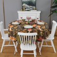 thumbnail image 2 of Autumn Leaves and Fall Mushrooms Pattern Round Tablecloth 60" X 60",Wrinkle Wipeable Table Cloth for Kitchen Dining Room Picnic Patio Party, 2 of 6