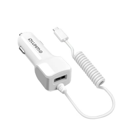Car Charger for Google Pixel 3a/Pixel 3a XL - 2.1A Type-C Car Charger with Extra USB Port (8 feet) and Atom Cloth - (Best Car Charger For Pixel)