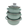 thumbnail image 6 of WeiLaiKeQi 3 Pieces Enamel Cooking Pots Stew Bean Simmer Pot Kitchen Household Cookware light blue, 6 of 9