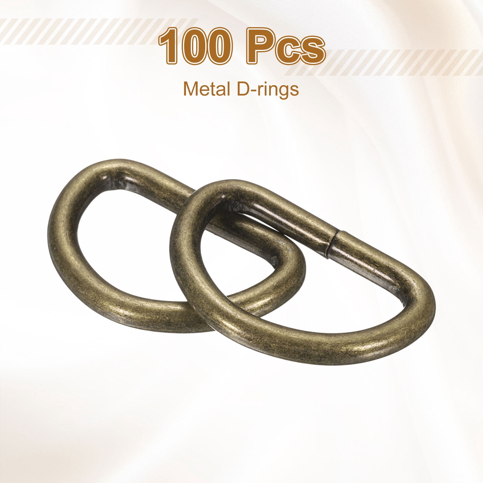 Uxcell 100pcs D Ring 1" (25mm) Metal Electroplate D-Shape Buckle Clips, Bronze