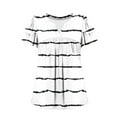 thumbnail image 7 of Women's Gingham Check Blouse V-Neck Short Sleeve Top with Flounce Sleeve and Ruffle Detail Casual Spring Summer Fashion, 7 of 7