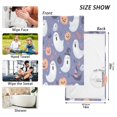 thumbnail image 6 of Yayeee 2 Pack Hand Towels for Bathroom 100% Cotton 16" x 28" Soft Absorbent Kitchen Towel, Blue Cute Halloween, 6 of 7