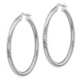 thumbnail image 2 of FB Jewels Leslie's 10k 3x35 White Gold Diamond-cut Round Hoop Earrings, 2 of 3