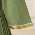 thumbnail image 4 of Gelikeya Muslim Abaya Prayer Dress Girls Ruffle Long Sleeve Floral Embroidery A Line Gown Muslim Dubai Robe Gown Green, 6-7 Years, 4 of 9