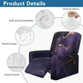 thumbnail image 6 of Renewold Marble Black Purple Oversized Recliner Cover Fitted Lazy Boy Chair Cover 4 Pieces Universal Reclining Chair Cover for Standard Large Recliner with Storage Pocket, 6 of 8