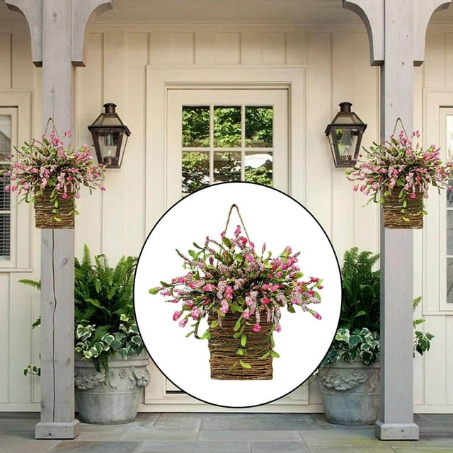 pitrice Basket Wreath Easter Artificial Flowers for Home Indoor Outdoor Window
