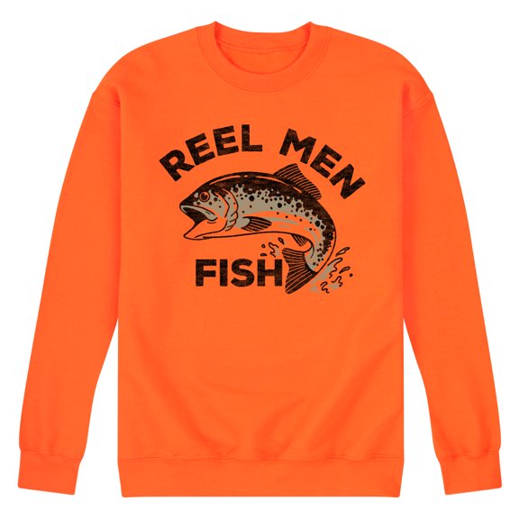 Instant Message - Reel Men Fish - Men's Crew Neck Fleece Pullover