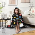 thumbnail image 4 of Wearable Blanket,Colorful Games Star Black Pattern Hooded Wearable Flannel Blanket for Adults & Teens,Winter Poncho Shawl Wrap Cape Cozy Anti-Pill,60"x80", 4 of 5