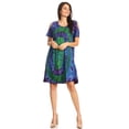 thumbnail image 5 of Sakkas Sienna Women's Knit Cold Shoulder Short Sleeve Flared Shift Short Dress - Royal Blue - One Size, 5 of 5