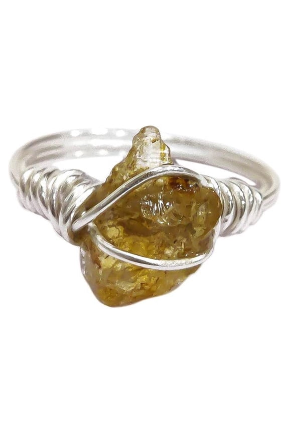 Natural Citrine Ring, Rough Citrine Gemstone Ring, November Birthstone, Wire Band, 925 Sterling Silver, Womens Ring, Christmas, Thanksgiving, Handmade, Statement Jewelry, Rough Gemstone Jewelry