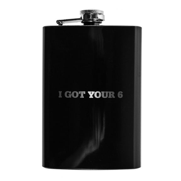 8oz BLACK I Got Your 6 Flask L1