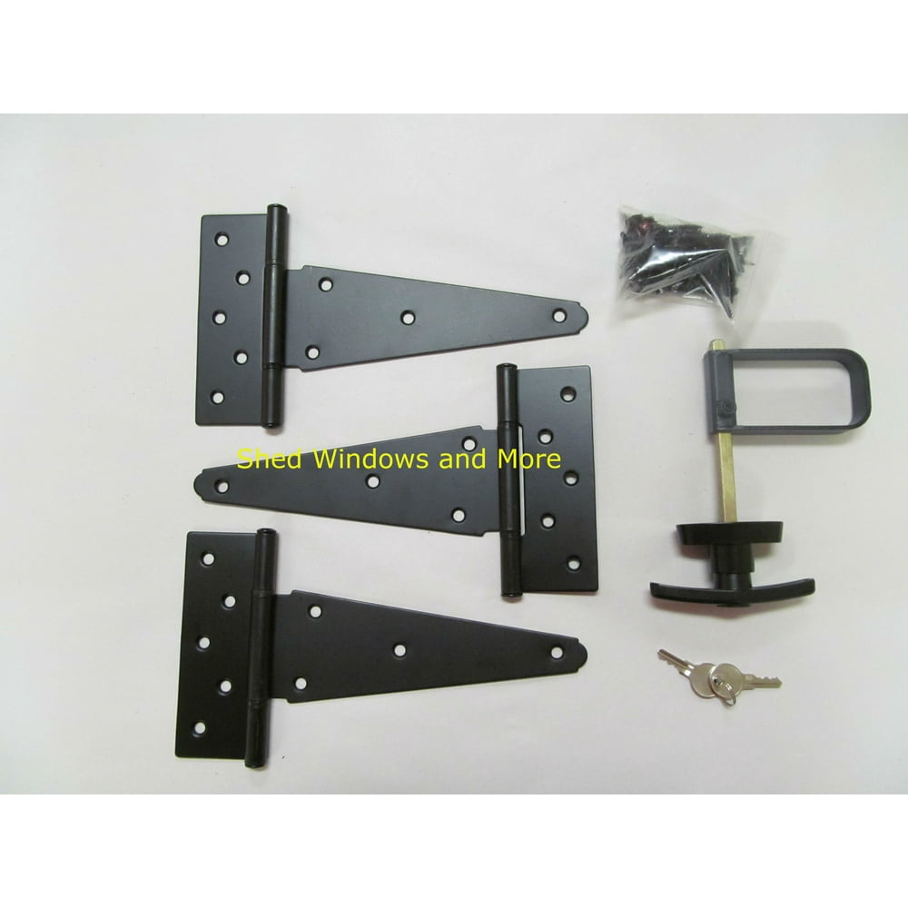 Single Door Hardware Kit 8" Strap T Hinge, T Handle, Heavy Duty Barrel