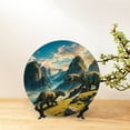 thumbnail image 6 of Wukai Valley River Dinosaur Print Decorative Plate for Display,Bone China Decorative Plate, Ceramic Dinner Plate with Stand, Vertical Ceramic Plate-8in, 6 of 6