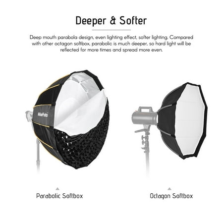 NiceFoto LED-Φ120cm Quick Set-up Folding Deep Parabolic Umbrella ...