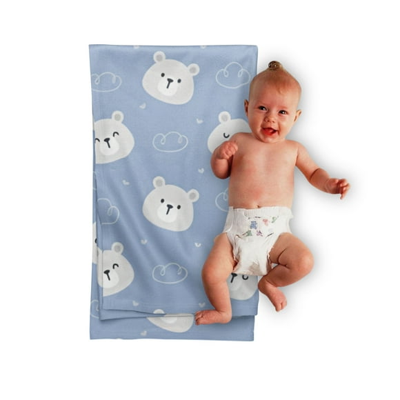 Cobija Manta Frazada Juana Gallo Para Bebé Diseño de Osos Azul Ultra Suave y Ligera