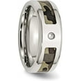 thumbnail image 6 of Chisel Stainless Steel Polished with CZ Printed Brown Camo Under Rubber 8.2mm Band - Ring Size 8.0, 6 of 8