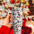 thumbnail image 2 of 40 oz Christmas Tumblers with Handle and Straw, Vintage Snowman 40oz Stainless Steel Vacuum Insulated Travel Coffee Mug Cup Water Bottle, Christmas Decor Stuff Accessories Gifts for Women, 2 of 6