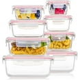 thumbnail image 1 of 8 Pack Glass Food Storage Containers with Airtight Lids, Glass Meal Prep Containers, Lunch Containers for Microwave, Oven, Freezer and Dishwasher, BPA Free, 1 of 7