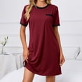 thumbnail image 4 of Dyegold Sundresses for Women Casual Beach - Sun Dresses Women Summer Casual Round Neck Short Sleeve Solid Color Loose Midi Sundress ​Plus Size Tshirt ​Party ​Dress, 4 of 6