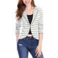 thumbnail image 2 of Allegra K Women's Notched Lapel Button Decor Thin Striped Blazer, 2 of 7