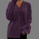thumbnail image 1 of Suéter de cuello en V para mujer, cárdigan de punto de manga larga de color liso con cuello en V y blusa con botones., 1 of 3