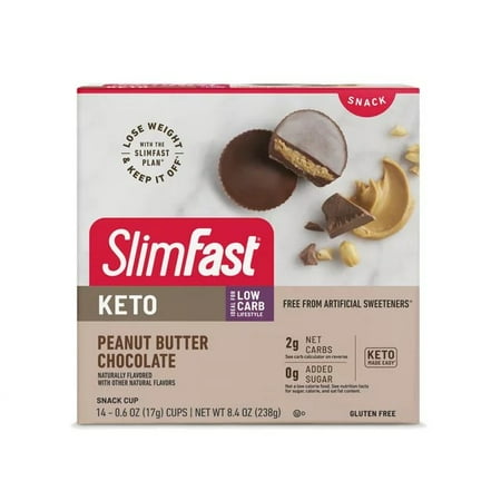 SlimFast Keto Peanut Butter Chocolate Snack Cup, 14 Count